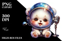 Energetic Baby Bear with Singer Look, Transparent PNG Product Image 2
