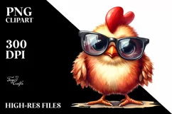 colorful Funny Chicken with Sunglasses | Clipart Product Image 3