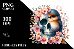 Cute Spring Bird Skull PNG Product Image 2