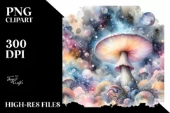 Mystical Celestial Pastel Mushroom, Detailed PNG Product Image 1
