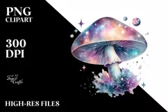 Mystical Celestial Pastel Mushroom, Detailed PNG Product Image 3