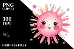 Simple Pinkish Smiling Sun PNG Product Image 2
