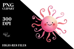 Simple Pinkish Smiling Sun PNG Product Image 2
