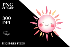 Simple Pinkish Smiling Sun PNG Product Image 2