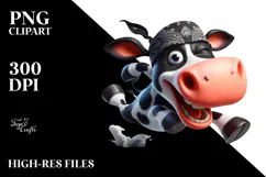 Goofy Holstein Cow with Bandana PNG Product Image 2