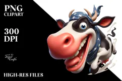 Goofy Holstein Cow with Bandana Digital Painting Product Image 2