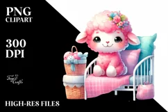 Colorful Smiling Cute Baby Lamb | Sublimation | Clipart Product Image 1