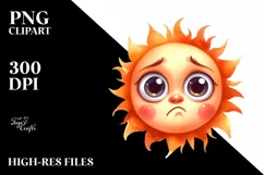 Watercolor Funny Baby Face Expressive Sun PNG Product Image 3