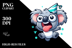 Joyful Koala with Party Hat PNG Product Image 2