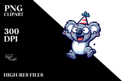 Joyful Koala with Party Hat PNG Product Image 2