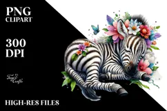 Watercolor Baby Zebra PNG Product Image 2