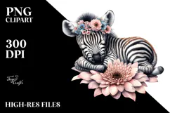 Watercolor Baby Zebra PNG Product Image 2
