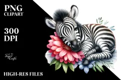 Digital Watercolor with Adorned Baby Zebra, Transparent PNG Product Image 2
