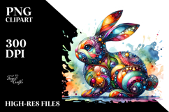 Vibrant Bunny on Splashy Background PNG Product Image 2