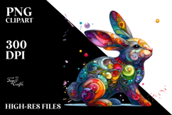 Vibrant Bunny on Splashy Background PNG Product Image 2