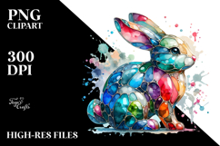 Vibrant Bunny on Splashy Background PNG Product Image 2
