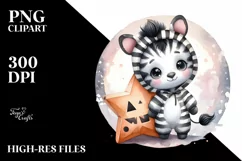 Cute Baby Zebra on Star for Halloween PNG Product Image 3
