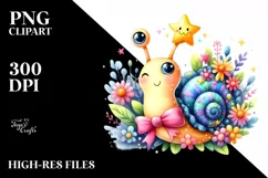 Colorful Smiling Cute Baby Snail Whimsical Star Product Image 3