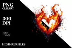 Fire Heart, Watercolor PNG Product Image 2