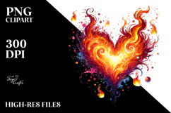 Fire Heart Illustration PNG Product Image 2