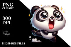 Silly Cartoon Panda with Sparkling Eyes PNG Product Image 2