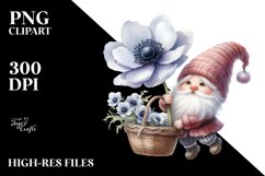 Cute Gnome with Anemone PNG Product Image 2