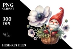 Cute Gnome with Anemone PNG Product Image 2