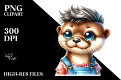 Cute Baby Otter with Cool Haircut PNG Product Image 2