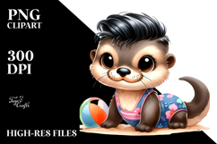 Energetic Baby Otter with Cool Haircut PNG Product Image 2
