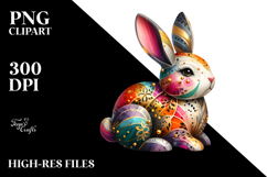 Golden Wooden Bunny Watercolor Art PNG Product Image 2
