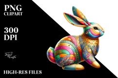 Wooden Bunny Watercolor Art PNG Product Image 2