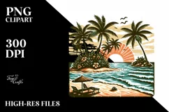 Vintage Tropical Island Beach Clipart Product Image 1