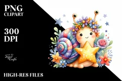 Colorful Smiling Cute Baby Snail Whimsical Star Product Image 3