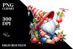 Whimsical Gnome Drinking a Cocktail PNG Product Image 2