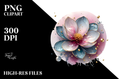 Abstract Magnolia with Golden Insertions, Transparent PNG Product Image 2