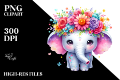 Vibrant Elephant Flower Crown Clipart Product Image 2