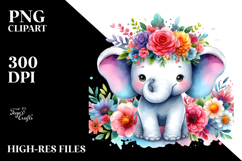 Vibrant Elephant Flower Crown Clipart Product Image 2