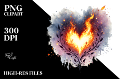 Fire Heart Digital Art PNG Product Image 2