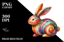 Wooden Bunny with Golden Inserts, Transparent PNG Product Image 2