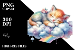 Colorful Baby Cat on Cloud | Clipart Product Image 2