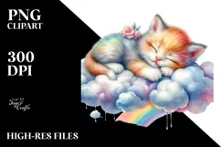 Colorful Baby Cat on Cloud | Clipart Product Image 2