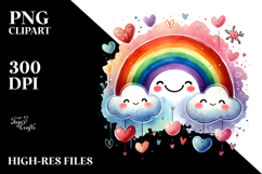 Colorful Rainbow with Hearts PNG Product Image 2