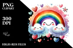 Colorful Rainbow with Hearts PNG Product Image 2