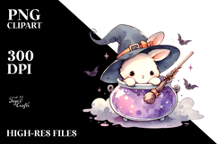 Cute Baby Rabbit with Halloween Pumpkin PNG Product Image 2