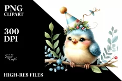 Cute Baby Bird with Party Hat PNG Product Image 1