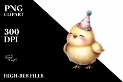 Cute High-Details Bird with Party Hat PNG Product Image 1