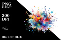 Colorful Paint Splatter Brushstroke PNG Product Image 2