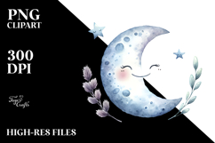 Smiling Whimsical Half Moon, Transparent PNG Product Image 2