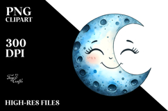 Smiling Whimsical Half Moon, Transparent PNG Product Image 2