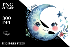 Smiling Whimsical Half Moon, Transparent PNG Product Image 2